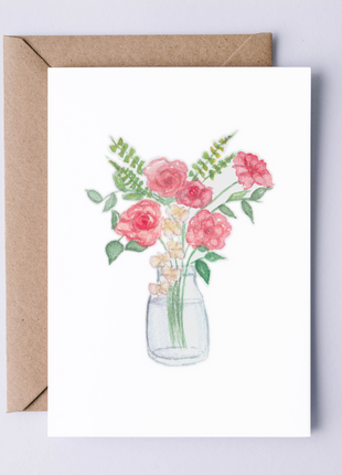 Pink Floral Bouquet | Greeting Card