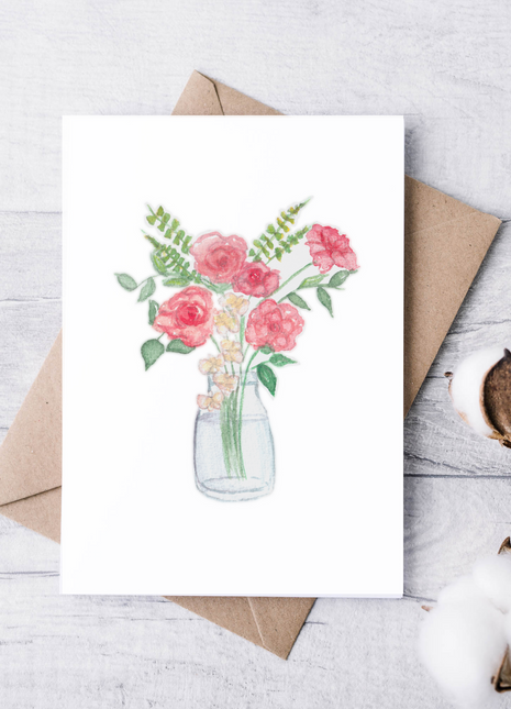 Pink Floral Bouquet | Greeting Card