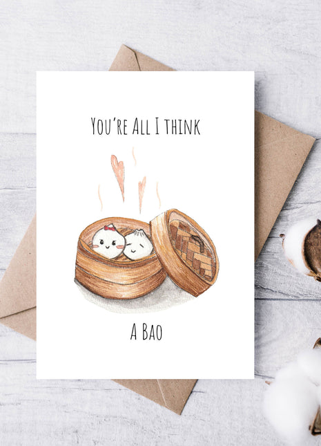 You're All I Think A Bao | Greeting Card